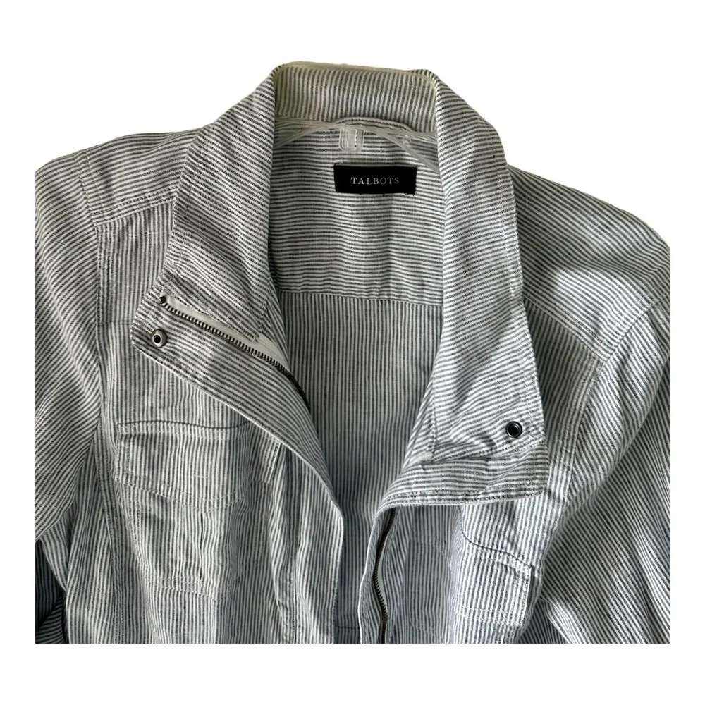 Talbots Woman’s Jacket Stripes Blue & White Size XL